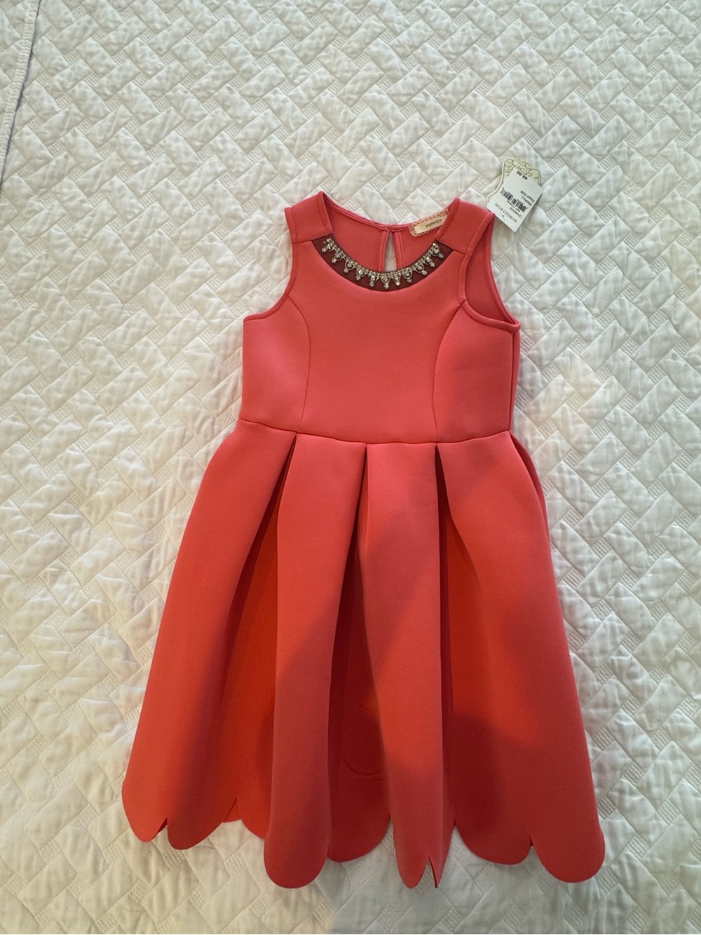 NWT Girls Soprano Coral Embellished Fit & Flare Dress | Size Small